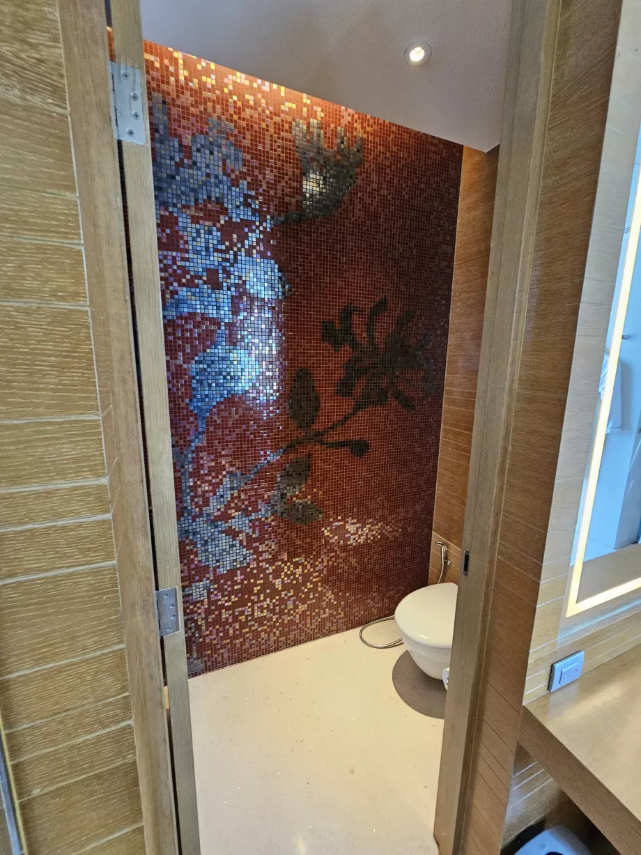 Toaletă separată de baie printr-o ușă