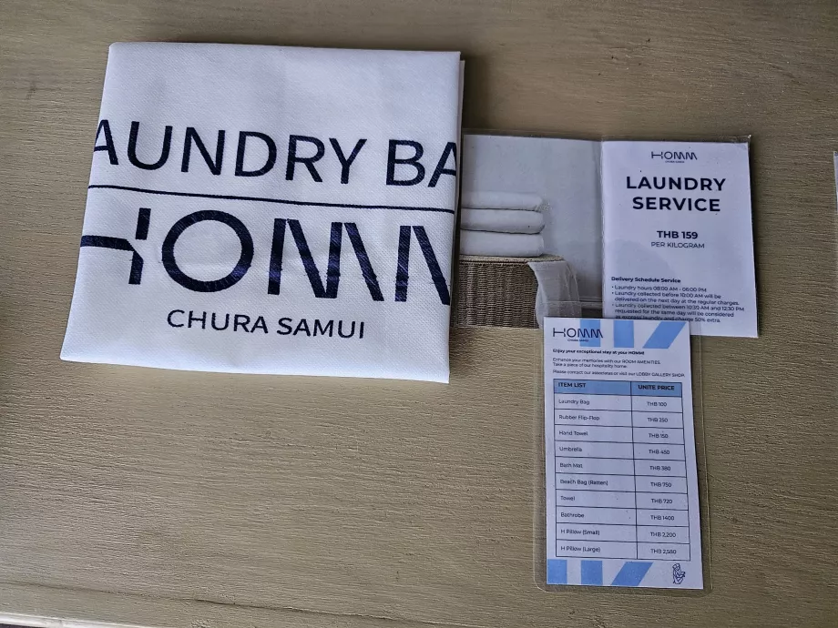 Sac de rufe și listă de prețuri