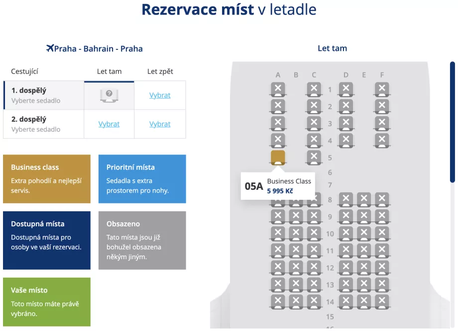 Alegerea locurilor la clasa business în avion