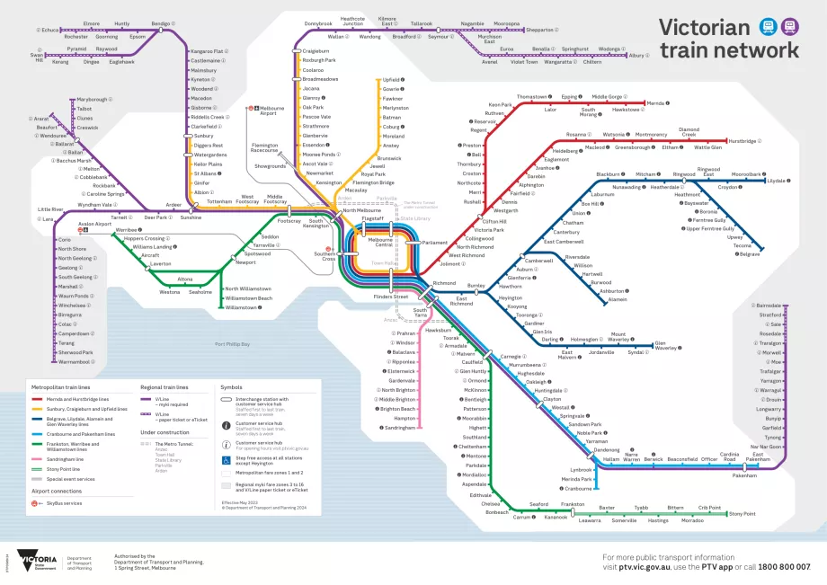 Harta trenurilor din Melbourne