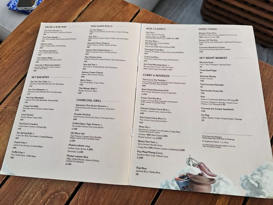 Akara Sky Hanuman - meniu, produse alimentare