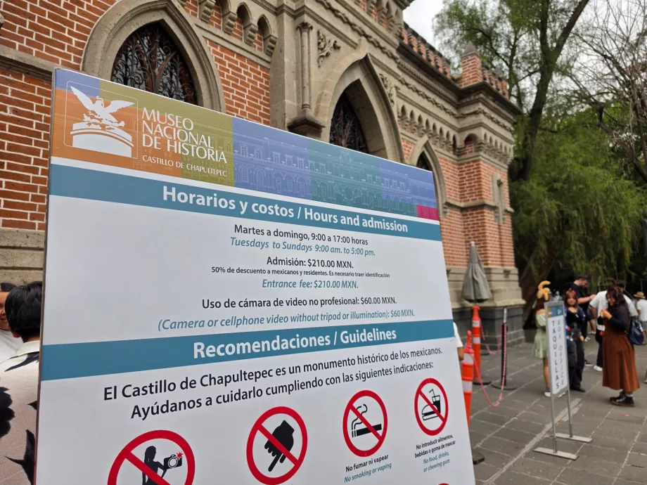 Castelul Chapultepec, orar de deschidere și lista de prețuri