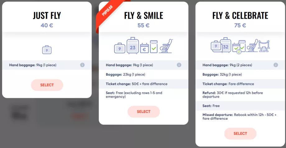 Clase de tarife SkyUp Airlines