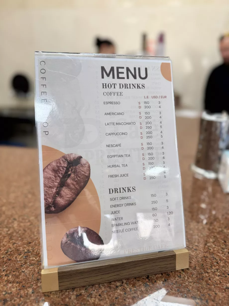 Prețul cafelei și al băuturilor