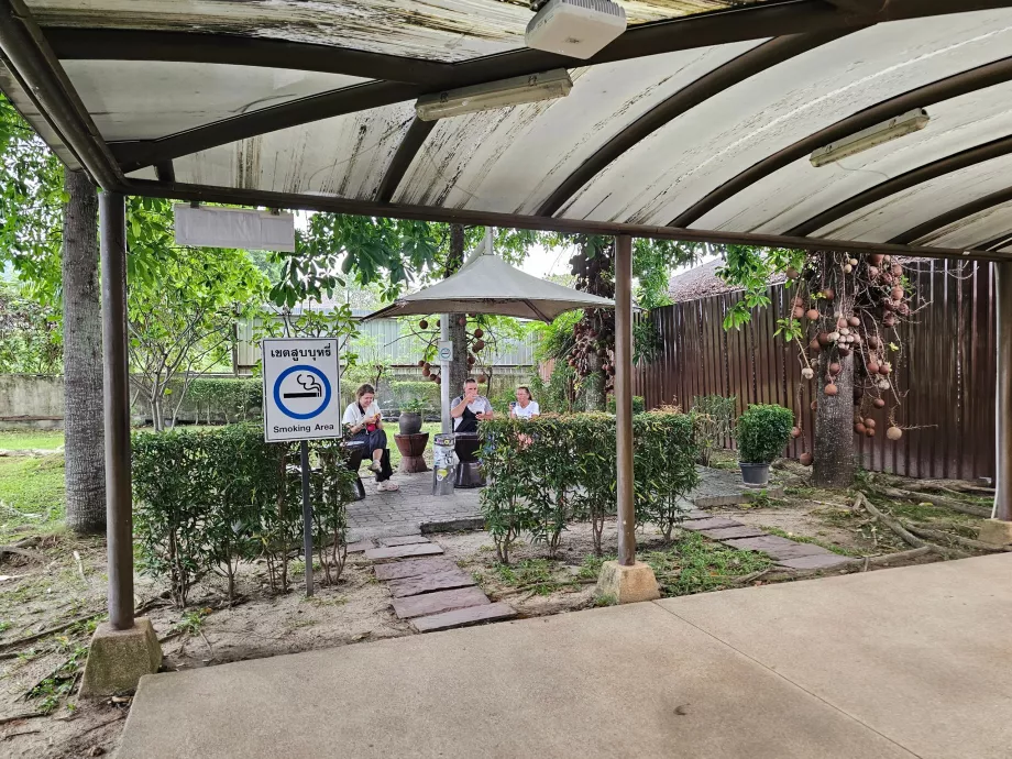 Colț pentru fumători, zonă de tranzit, secțiune internațională