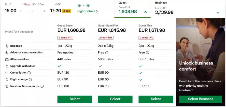 Tarife pentru clasa economică