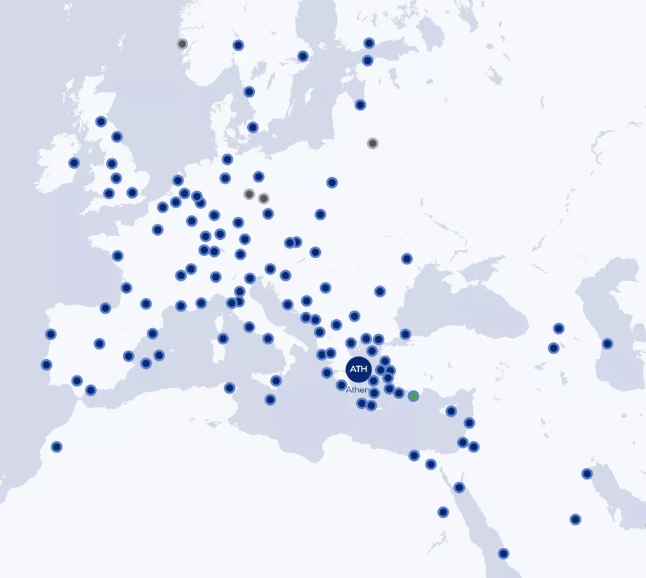 Harta rutei Aegean Airlines