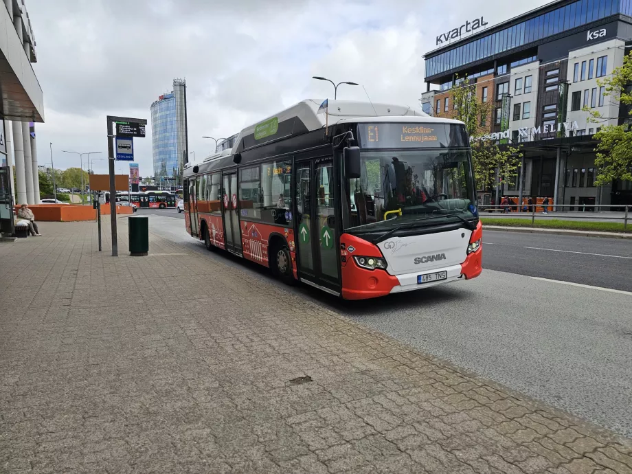 Stație de autobuz E1 în centrul orașului
