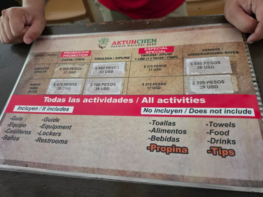 Lista de prețuri Aktun Chen pentru 2027