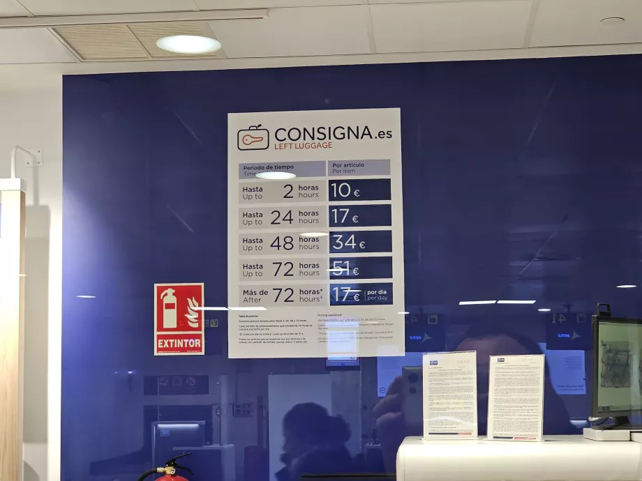 Lista de prețuri pentru depozitarea bagajelor