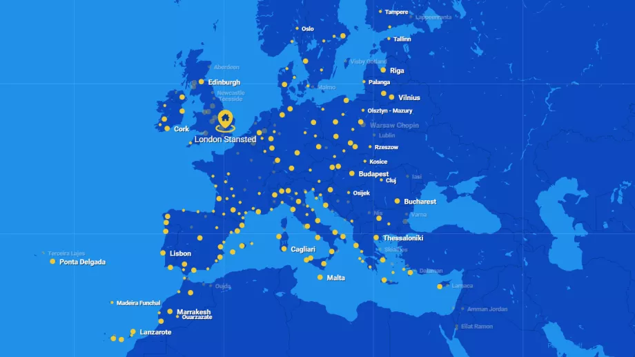 Harta rutei Ryanair