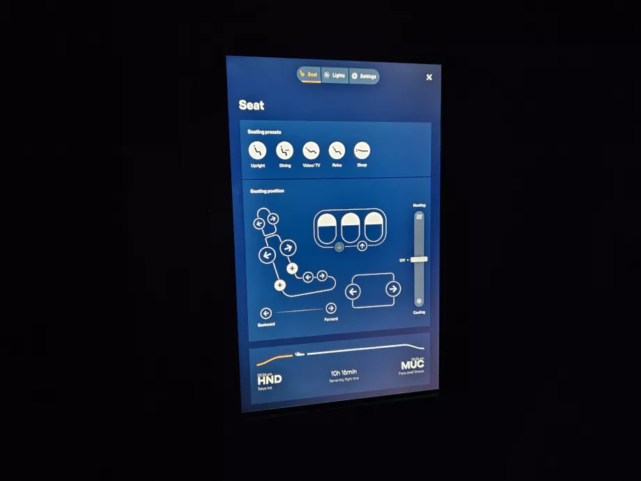 Controlul scaunului prin intermediul tabletei