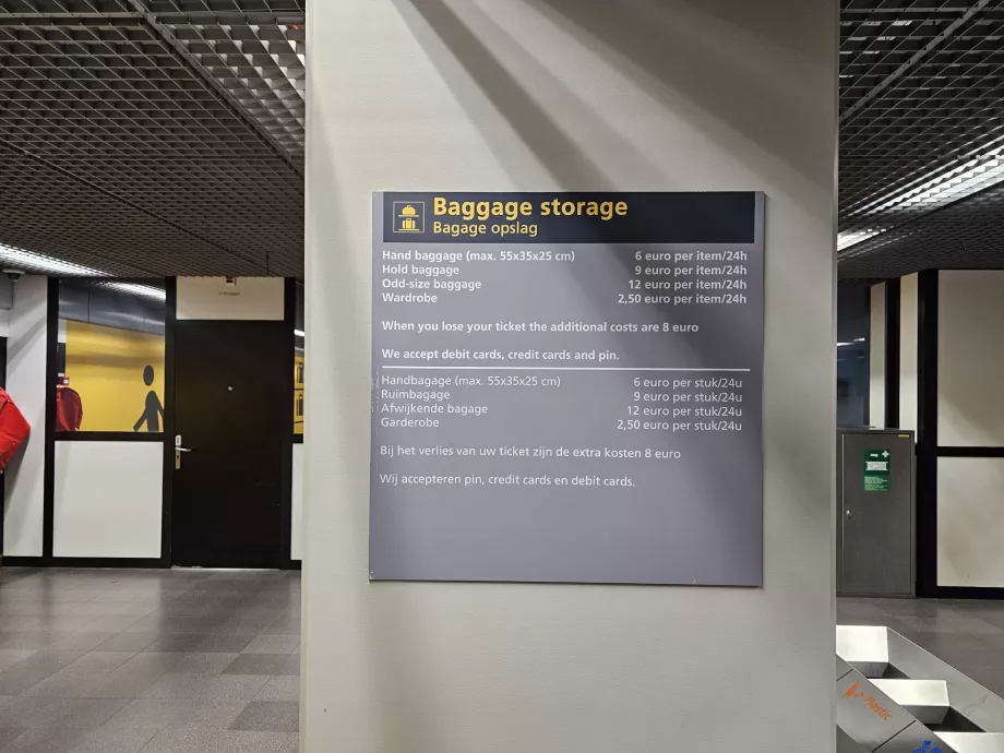 Lista de prețuri pentru depozitarea bagajelor
