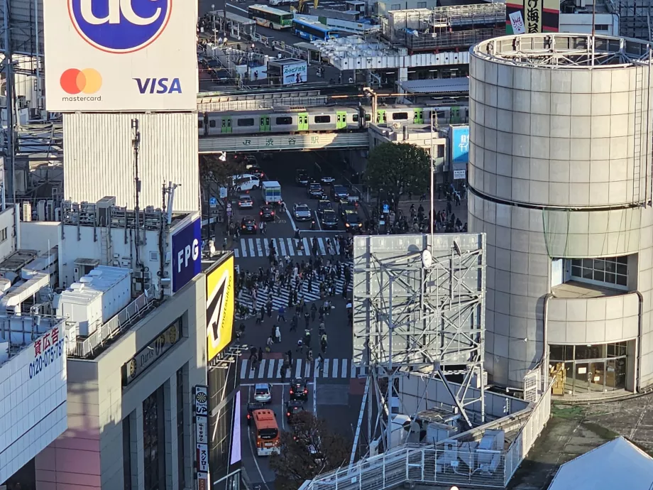 Vedere a intersecției Shibuya cu zoom