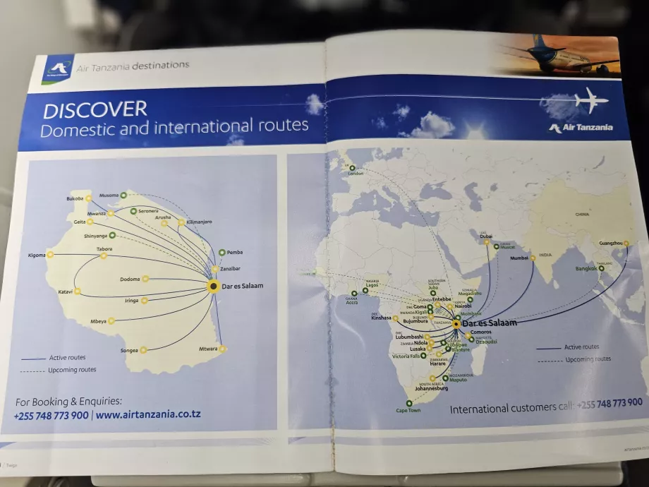 Harta destinațiilor Air Tanzania 2025