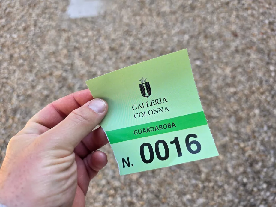 Galleria Colonna, bilet de la camera de bagaje