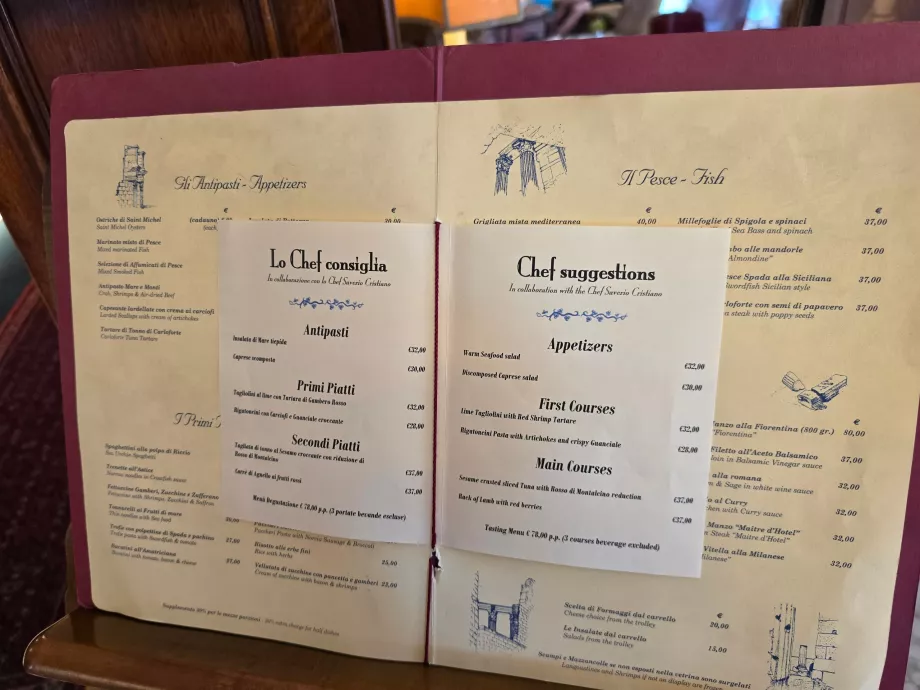 Hotel restaurant meniu