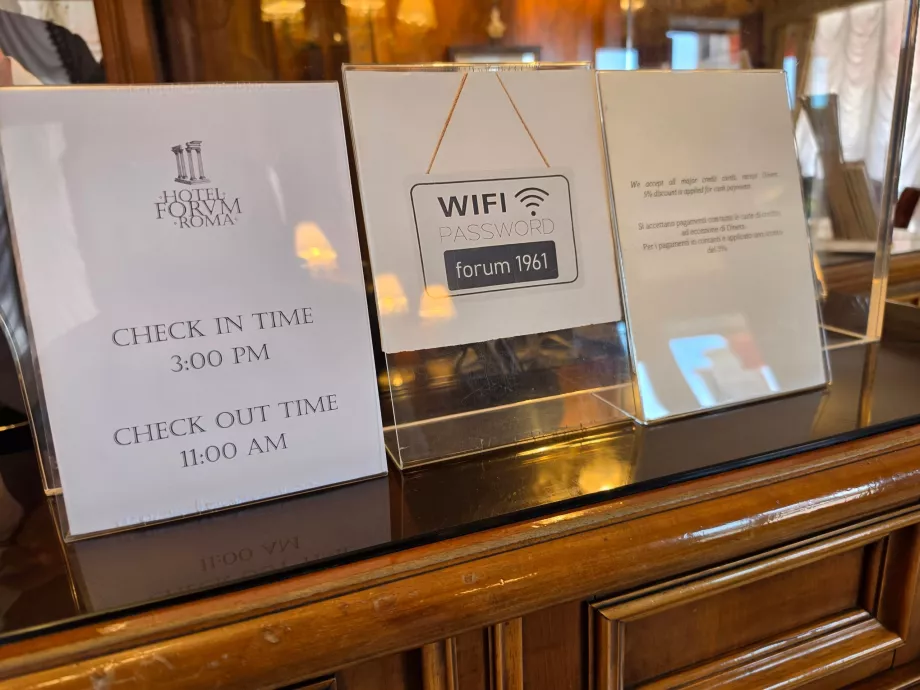 Wi-fi și informații despre check-in și check-out