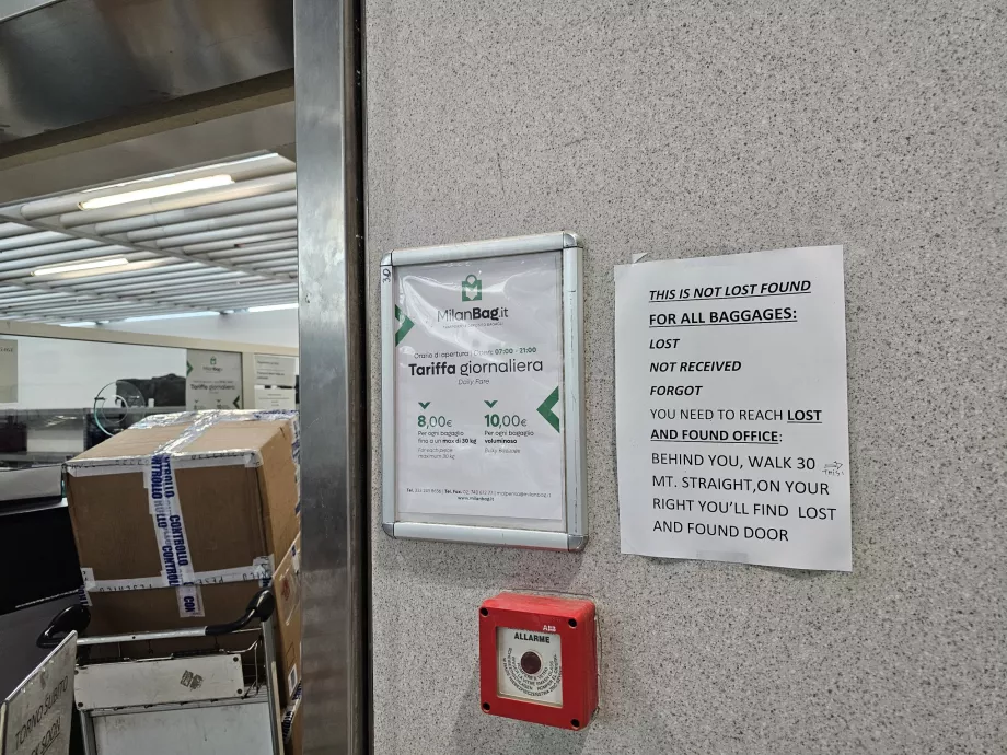 Depozitarea bagajelor, Terminalul 1