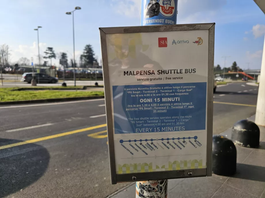 Informații despre autobuzele de navetă între terminale