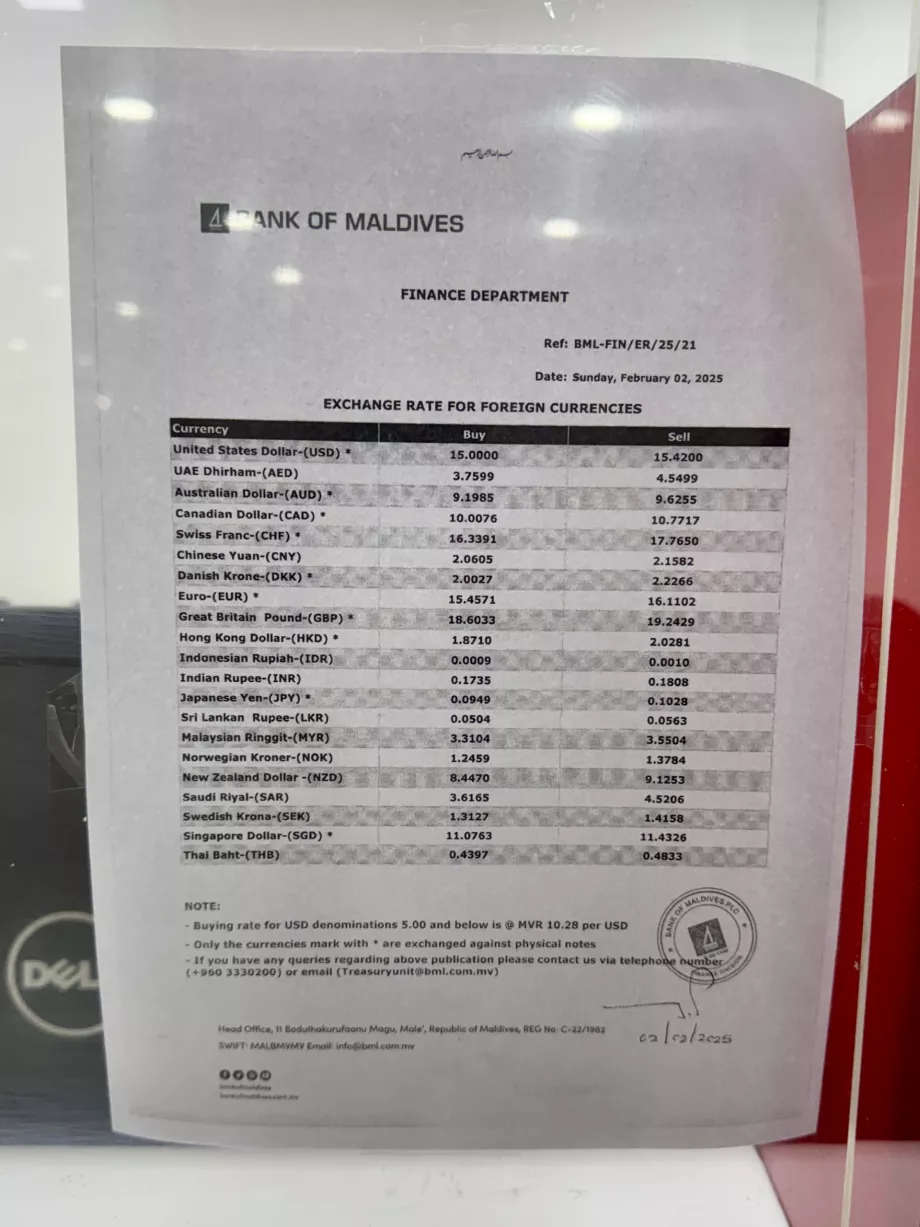 Bilet de schimb Bank of Maldives Malé MLE