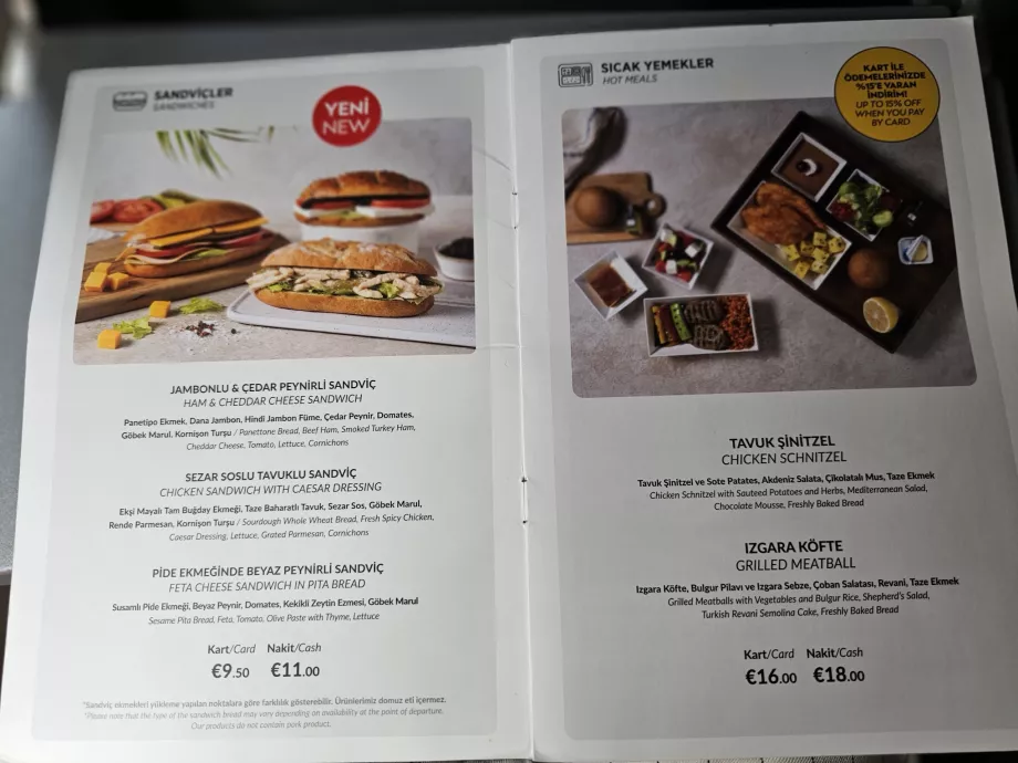 Meniul Pegasus Airlines