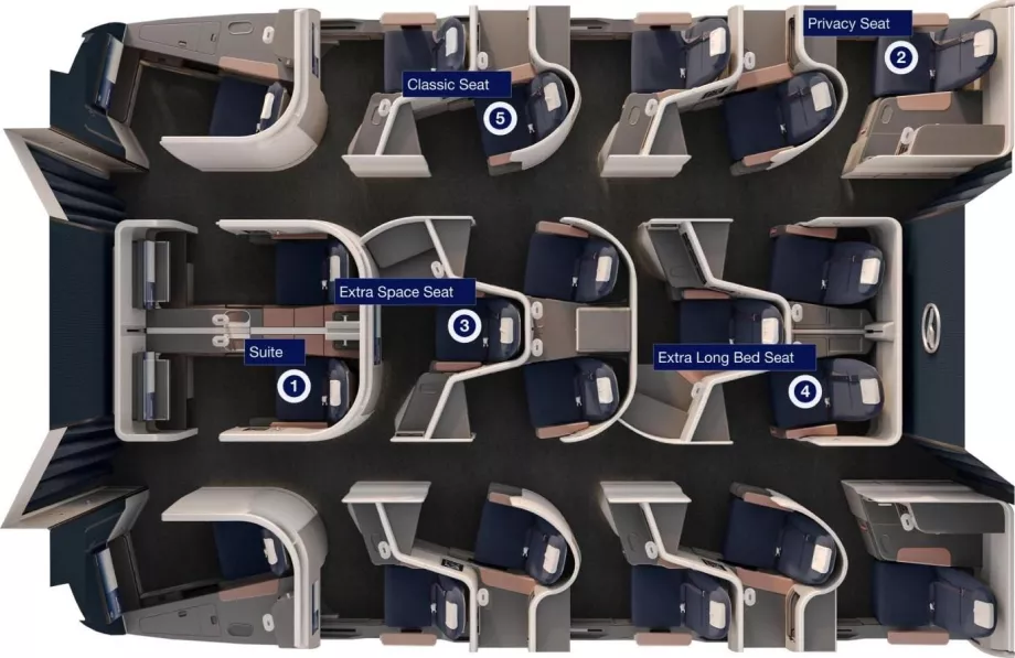 Dispunerea și tipurile de locuri, hartă de pe lufthansa.com