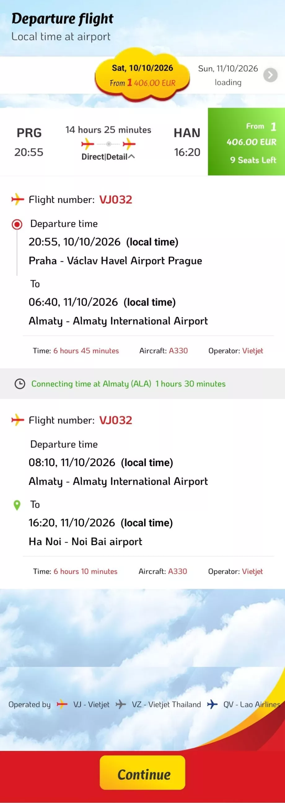 Programul de zbor Praga - Hanoi
